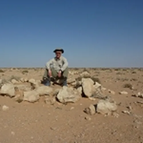 Peter Cox at a Sangar at Sidi Rezegh Airfield